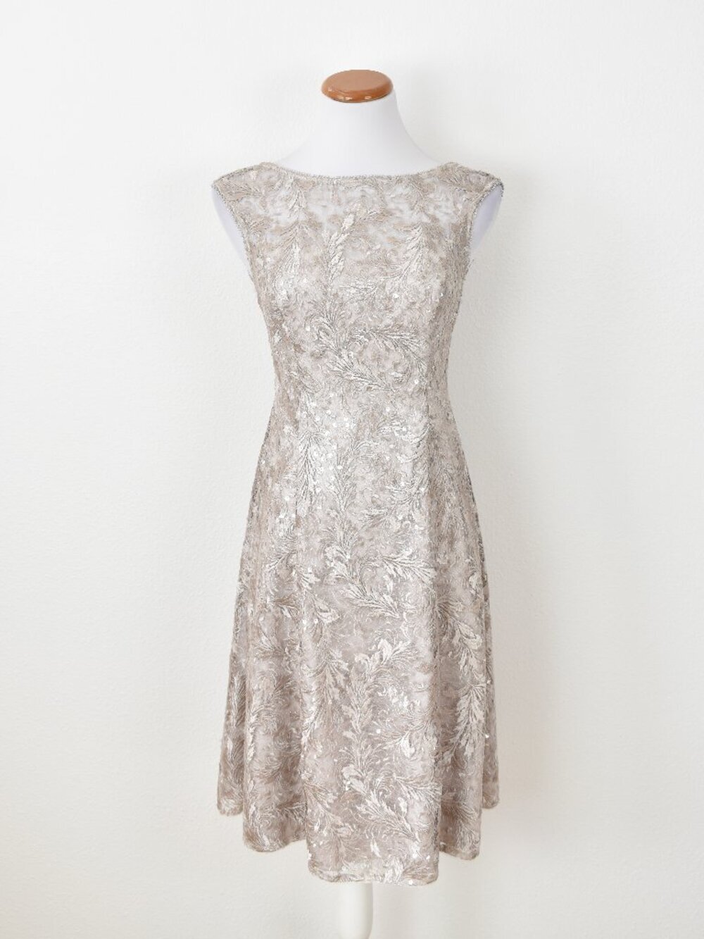 Adrianna Papell Champagne Sequin Lace Dress - 2